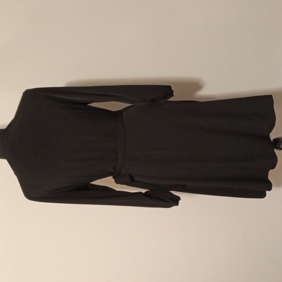 Studio M Black FLATTERING Long Sleeve Classic Stretchy Jersey Wrap Dress Size M - Picture 7 of 8